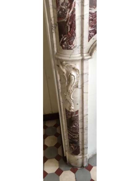 Cheminée en marbre de style régence +et d'époque 18e siè-Bozaart