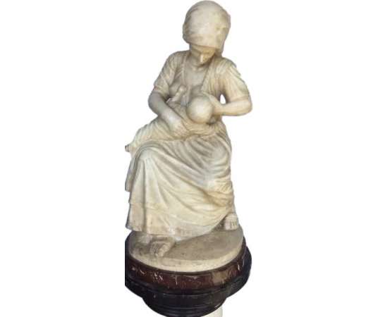 19th century marble statue woman breastfeeding a child