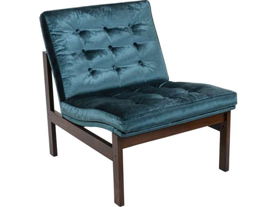 Danish France & Son Armchair In Rosewood And Blue Velvet, 1962 - LS3705B1511 - Design Seats