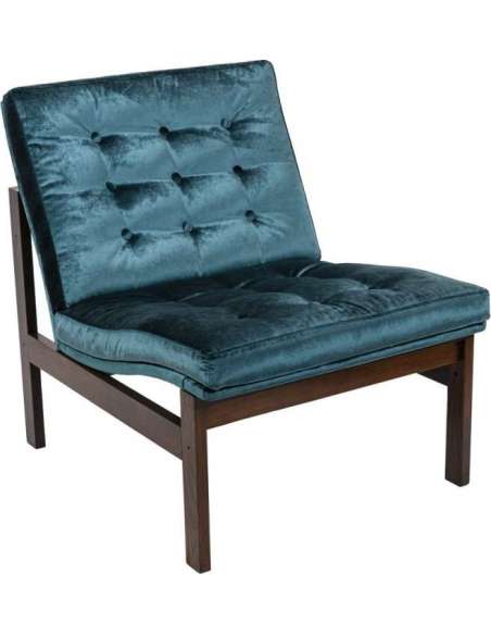 Danish France & Son Armchair In Rosewood And Blue Velvet, 1962 - LS3705B1511 - Design Seats-Bozaart