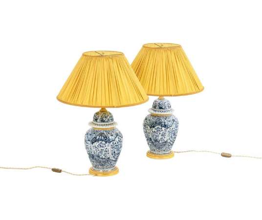 Pair Of Delft Earthenware And Bronze Lamps, Circa 1880, LS5081839 - lamps