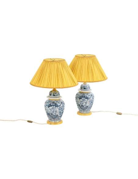 Pair Of Delft Earthenware And Bronze Lamps, Circa 1880, LS5081839 - lamps-Bozaart
