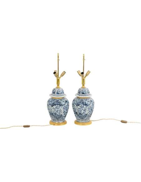 Pair Of Delft Earthenware And Bronze Lamps, Circa 1880, LS5081839 - lamps-Bozaart