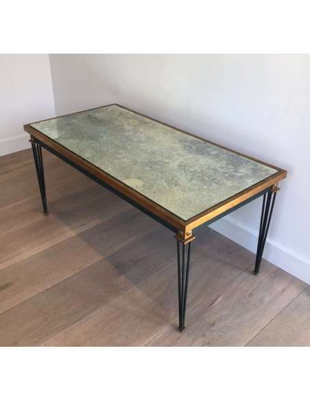 Table Basse en Acier, dans le Style de Jacques Quinet, Vers 1940-Bozaart