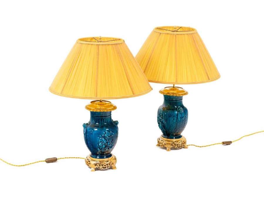 Pair of ceramic lamps+ Circa 1880