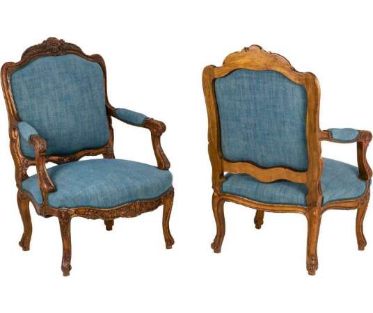 Pair Of Louis XV Style Armchairs, Circa 1880 , Ls37471211 - armchairs