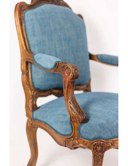 Pair Of Louis XV Style Armchairs, Circa 1880 , Ls37471211 - armchairs-Bozaart