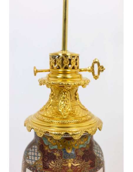Pair Of Fine Earthenware Lamp From Satsuma, Circa 1880 - oil Lamps-Bozaart