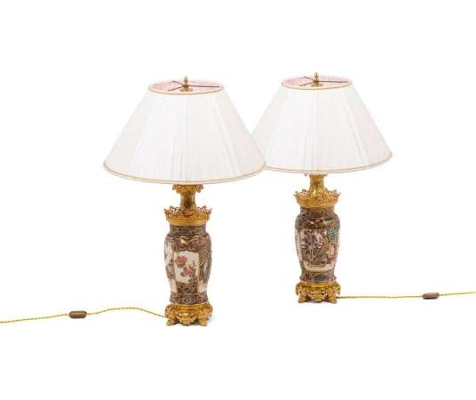 Pair Of Satsuma Earthenware Lamps, Circa 1880 - Ls43591064 - lamps