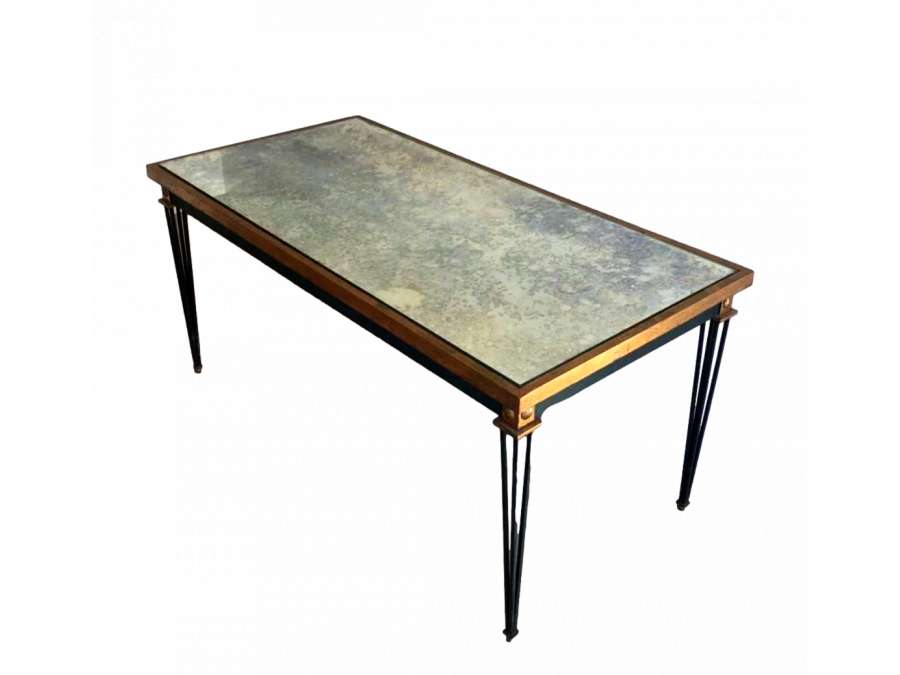 Table Basse en Acier, dans le Style de Jacques Quinet, Vers 1940