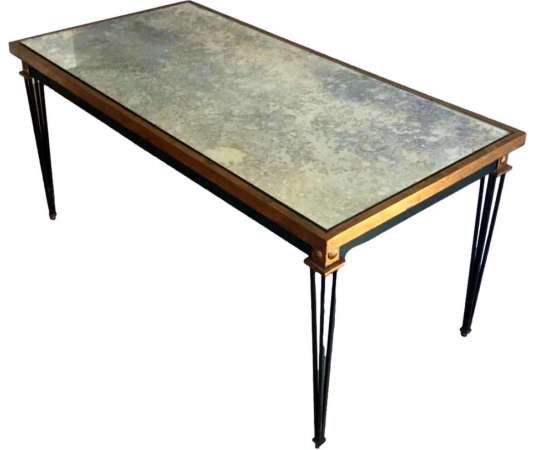 Table Basse en Acier, dans le Style de Jacques Quinet, Vers 1940