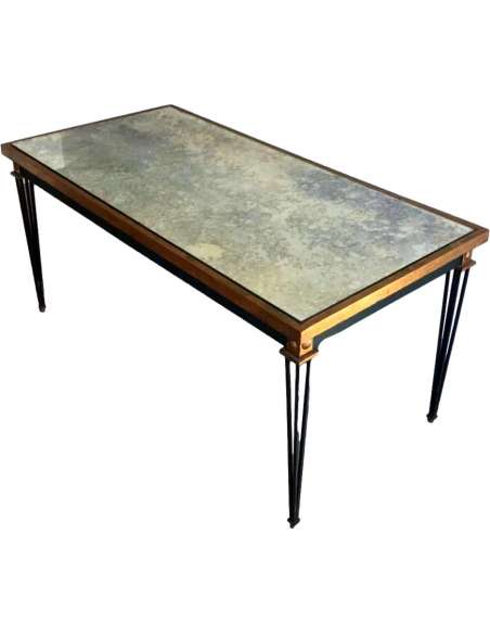 Table Basse en Acier, dans le Style de Jacques Quinet, Vers 1940-Bozaart