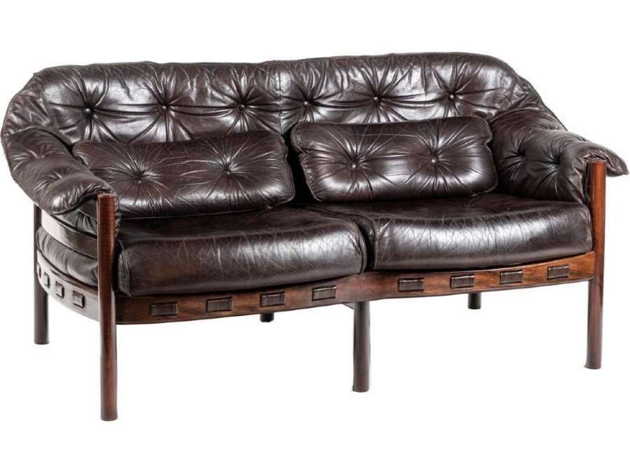 Arne Norell: Leather sofa+ Circa 1970