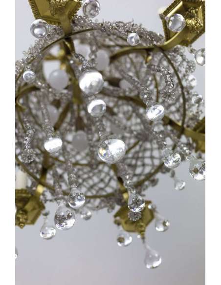 Crystal And Gilded Bronze Lace Chandelier, Circa 1880 - LS42001801 - chandeliers-Bozaart