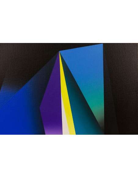 Arthur Dorval, Tableau « Éclosion géométrique, 2020, LS47831251 - Tableaux peintures abstraites-Bozaart