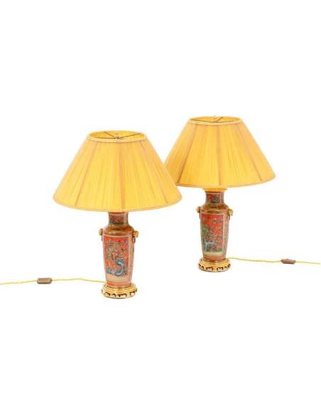 Two lamps in canton porcelain, cica 1880-Bozaart