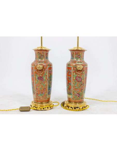 Paire de lampes en porcelaine de Canton et bronze, circa 1880, LS4592692 - lampes-Bozaart