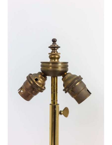 Paire De Lampes En Tôle Et Bronze Doré, Circa 1880, Op529901 - lampes à pétrole-Bozaart