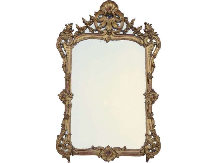 Miroir à parcloses de style Louis XV en bois doré, XIXe siècle - LS2582 - miroirs