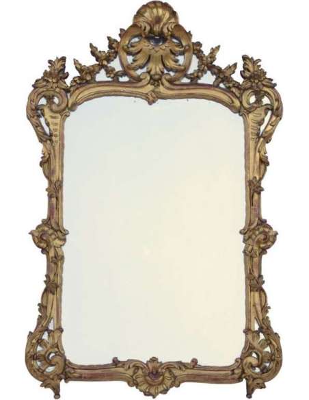 Louis XV style mirror with gilded wood paneling, nineteenth century - LS2582 - mirrors-Bozaart