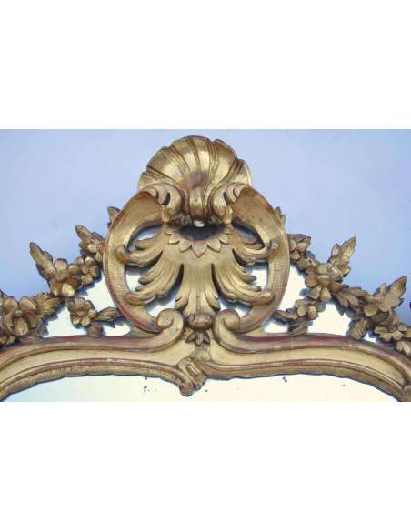 Miroir à parcloses de style Louis XV en bois doré, XIXe siècle - LS2582 - miroirs-Bozaart