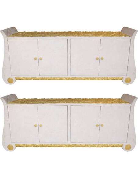 White and gold sideboard, in the Italian taste, circa 1980 - LS25911601 - Sideboards - Sideboards-Bozaart