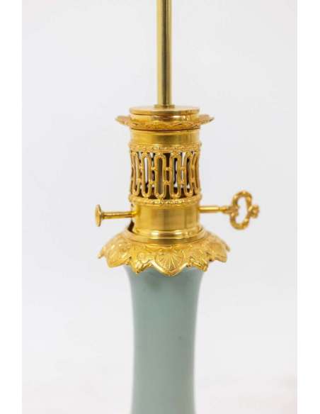Pair Of Celadon Porcelain And Gilded Bronze Lamps, Circa 1880, LS4418621A - oil Lamps-Bozaart