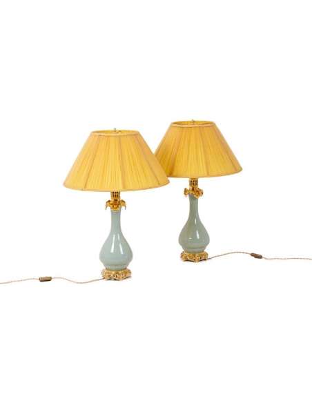 Pair of lamps in porcelain+19th century-Bozaart