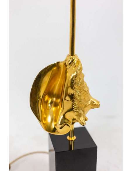 Maison Charles, Bronze and brass "Strombus" lamp, 1970s, LS45961191 - lamps-Bozaart