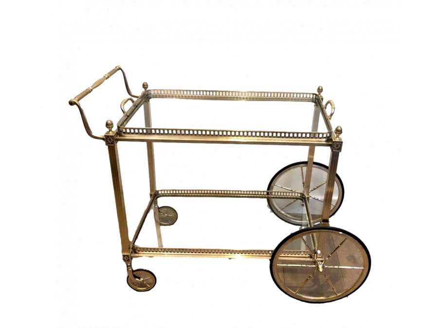 Brass Rolling Cart by Maison Bagués, 20th Century