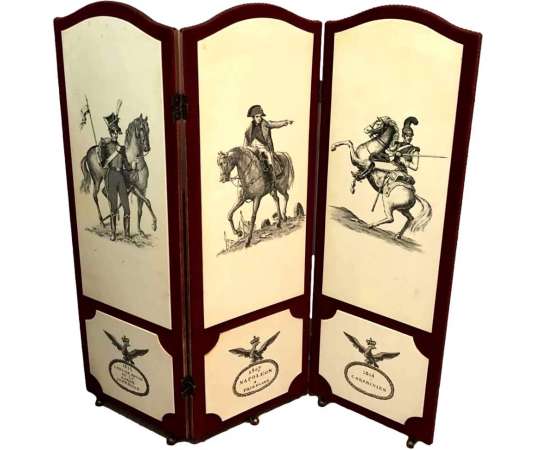 20th Century Napoleonic Decorative Velvet Screen