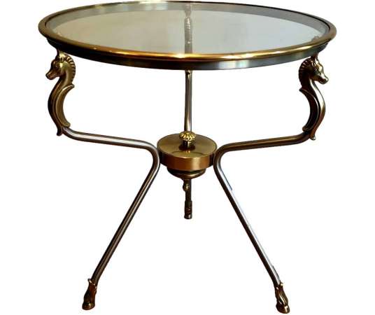 Steel pedestal table + Contemporary design, year 70