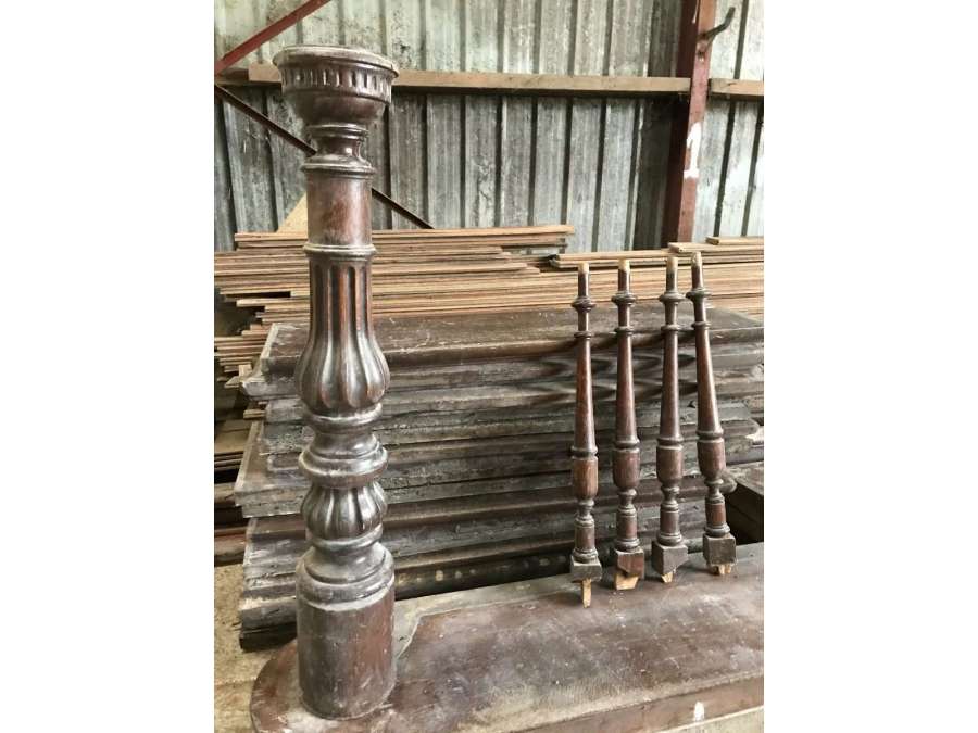 Large 19th century oak theater mezzanine staircase