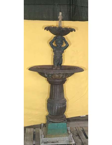 Ancienne Fontaine d'époque 19e siècle +en fonte à double bassin-Bozaart