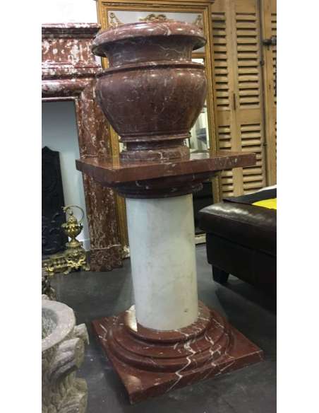 19th century marble vases on column-Bozaart