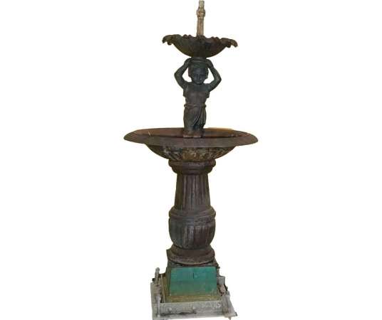 19th century cast iron fountain with double basin