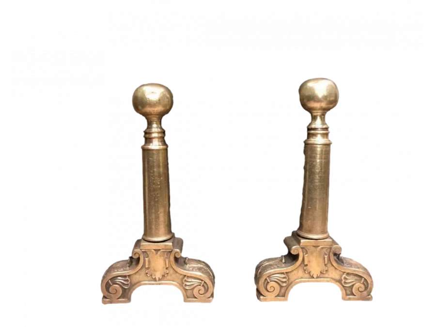 17th century Louis 14 bronze andirons