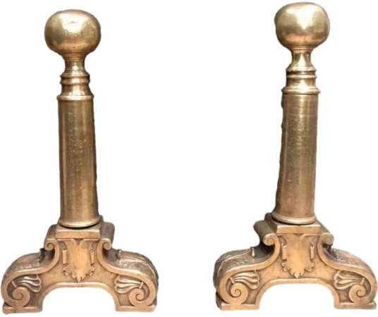 17th century Louis 14 bronze andirons