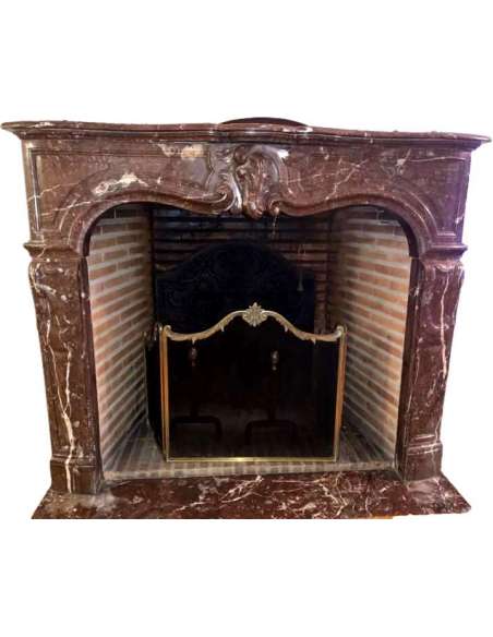 Louis 15 red marble fireplace from the 19th century-Bozaart