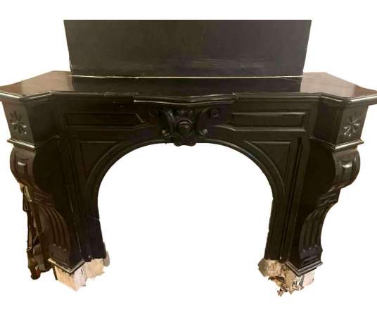 Black Louis 15 marble fireplace from the 19th century