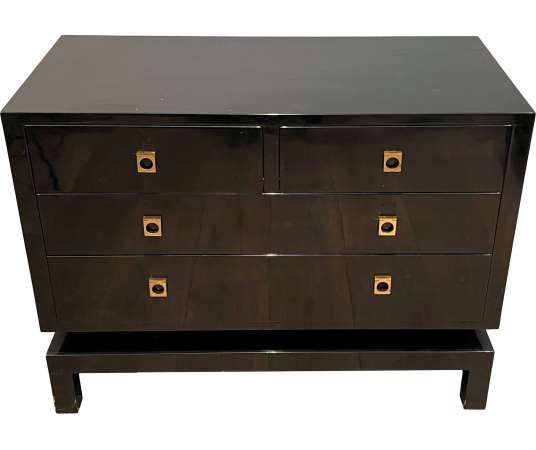 Commode laquée noir de Guy Lefèvre+ circa 1970