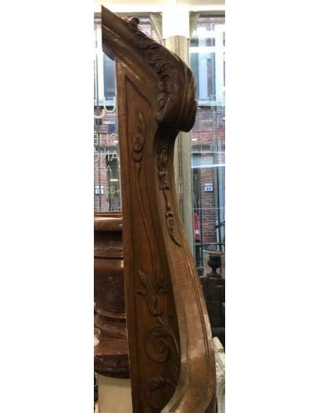 Départ d'escalier sculpté en chêne du 19ème siècle-Bozaart