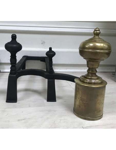 18th century wrought iron andirons-Bozaart