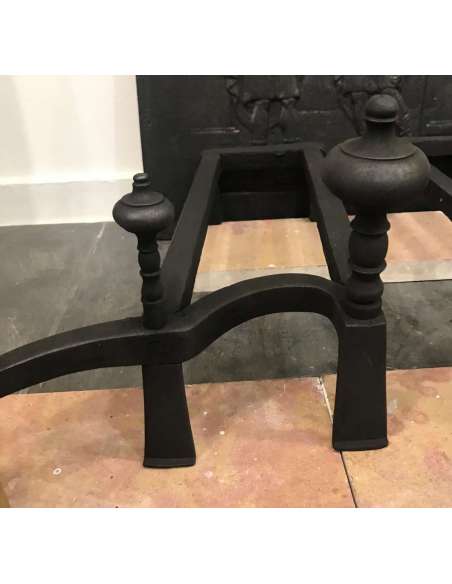 18th century wrought iron andirons-Bozaart