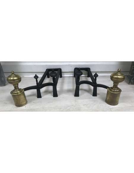 18th century wrought iron andirons-Bozaart