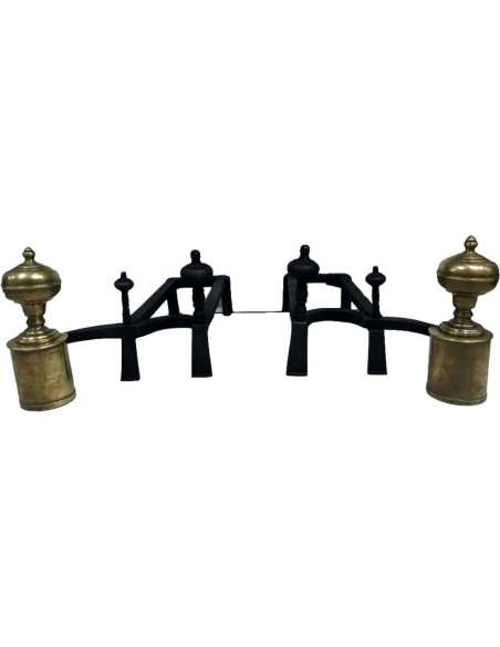 18th century wrought iron andirons-Bozaart