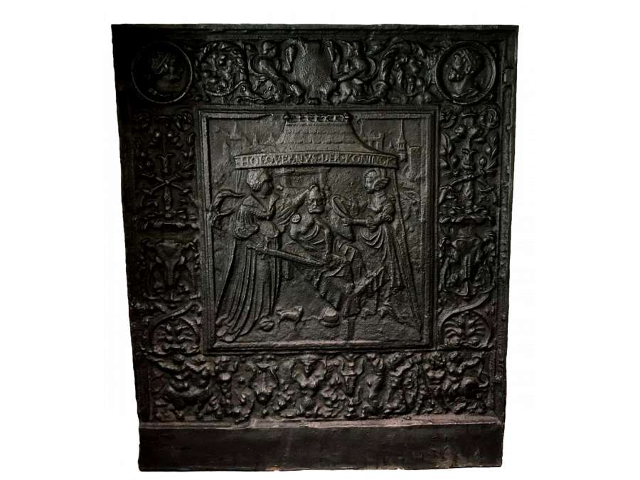 Grande plaque de cheminée en fonte +du 17ème siècle