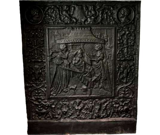 Large cast iron fireplace surround from the 17th century