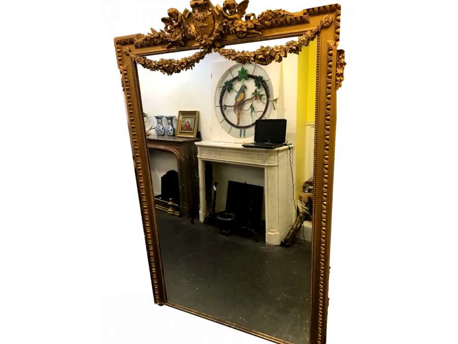 Large 19th century Napoleon III wooden mirror
