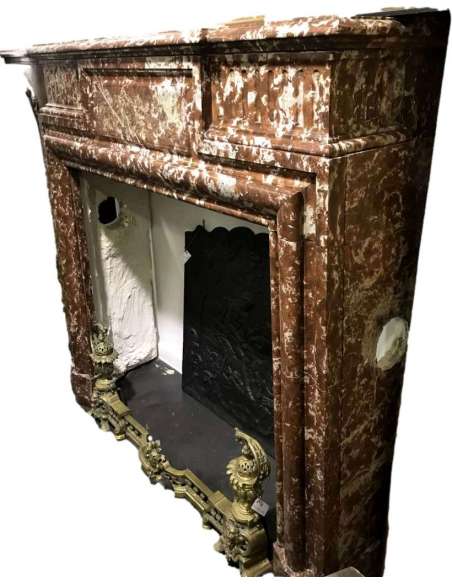 Louis 14 marble fireplace with hood-Bozaart